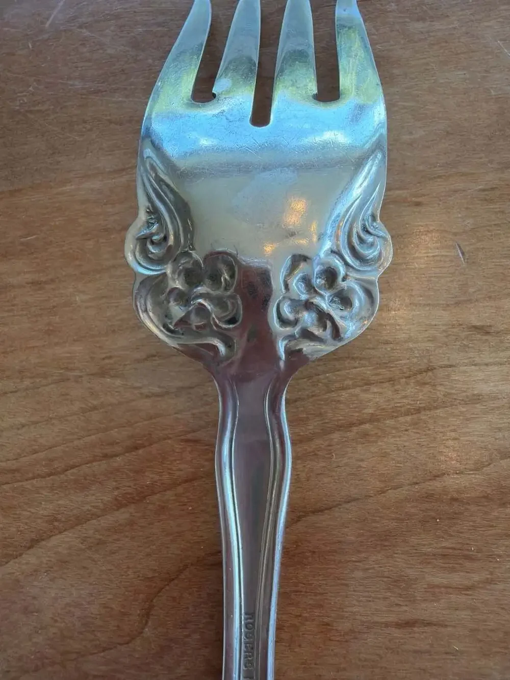 Vintage Rogers‎ Nickel Silver Narcissus Pattern Cold Meat Serving Fork